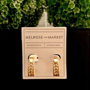 Nordstrom Melrose & Market Opal Gold Cut Out Hoop Earrings NWT 39